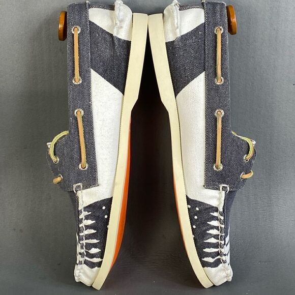 Sperry Top-Spider 2-Eye Hand Painted Rigger Navy/White boat shoes mens size 12 - Picture 5 of 8